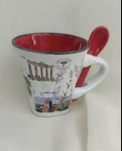 Bardak Kupa Seramik Kulplu 100 ml Yöresel Meşrubat Su Kahve Bardağı Antalya Görselli - 1