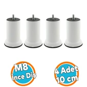 Mobilya Metal Kanepe Yatak Baza Koltuk Orta Destek Ayağı M8 Civata Beyaz Metal Ayak 10 Cm 4 Adet thumbnail 1