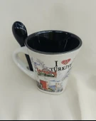 Bardak Kupa Seramik Kulplu 100 ml Yöresel Meşrubat Su Kahve Bardağı Antalya Görselli - 4