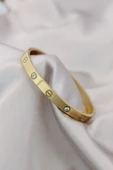 Çelik Gold Renk Zirkon Taşlı Bileklik - TJ-BB4119 - 1