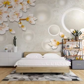 3D Soft Pembe Çiçek Duvar Kağıdı Baskı thumbnail 2