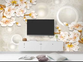 3D Soft Pembe Çiçek Duvar Kağıdı Baskı thumbnail 3