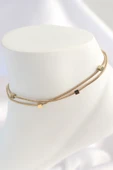 316L Çelik Gold Renk 2'li Minimal Kare Model Kadın Halhal - TJ-HH1548 - 1