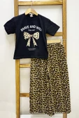 KIZ ÇOCUK YAZLIK İKİLİ TAKIM LEOPAR BASKILI B46 thumbnail 5