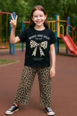 KIZ ÇOCUK YAZLIK İKİLİ TAKIM LEOPAR BASKILI B46 thumbnail 4