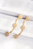 316L Çelik Gold Renk İtalyan Zincir Papatya Küpe - TJ-BKP8801 - 1