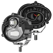 Motosiklet LED Sis Farı 2 ADET Metal Kasa Yüksek Güçlü Delici Spot Beyaz Sarı Çift Renk - 2