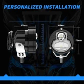 Motosiklet LED Sis Farı 2 ADET Metal Kasa Yüksek Güçlü Delici Spot Beyaz Sarı Çift Renk - 5