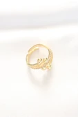 Topçuk Model Zirkon Taşlı Gold Renk Ayarlanabilir Yüzük - TJ-BYK3138 - 3