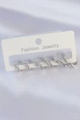 Pirinç Gümüş Renk Kalp Model Küpe Seti - TJ-BKP8993 - 1