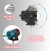 Motosiklet Scooter Mini Sis Farı Set Delici Işık Beyaz Sarı Metal Kasa 12V/24V Led Işık - 6