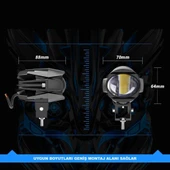 Motosiklet Led Lazer Sis Farı 2 ADET Delici Modifiye Beyaz Sarı Çift Renk 12-80 Volt - 4