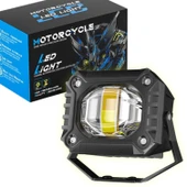 Motosiklet Scooter Led Sis Farı Set Delici Işık Beyaz Sarı Metal Kasa 2 ADET - 1