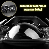 Motosiklet Scooter Led Sis Farı Set Delici Işık Beyaz Sarı Metal Kasa 2 ADET - 4