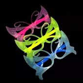 Fosforlu Kelebek Model Glow Parti Gözlüğü Karanlıkta Yanan Gözlükler 12 Adet - 1