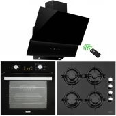 Luxell Opall 15 Program Dokunmatik Dijital Turbo Siyah Cam Ankastre Set - 1