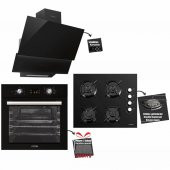 Luxell Opall 15 Program Dokunmatik Dijital Turbo Siyah Cam Ankastre Set - 2