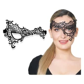 Siyah Renk Dantel Kesim Dantel İşlemeli Balo Parti Maskesi 13 No - 1