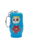 Ahşap Matruşka Bebek Anahtarlık Mavi 5cm Büyük Boy thumbnail 4