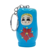 Ahşap Matruşka Bebek Anahtarlık Mavi 5cm Büyük Boy thumbnail 1