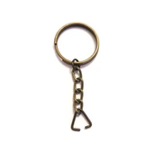 Anahtarlık Halkası, Halka + Zincir + Üçgen, 24mm, Antik, 1000 Adet - 1