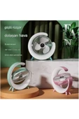 Masaüstü Vantilatör Usb Şarjlı Rgb Led Işıklı 3 Kademeli 180° Ayarlanabilir Soğutucu Fan Pembe - 8