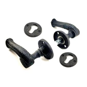 Antika Tarz Dekoratif Pirinç Rozetli Banyo Kapı Kolu - 49 mm, Oksit - 1