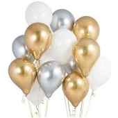 30 ADET BEYAZ-GOLD-GÜMÜŞ BALON SETİ - 2