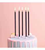 PASTEL SİYAH UZUN MUM 20 CM 7'Lİ thumbnail 2