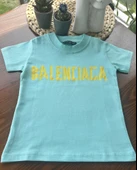 "Balenciaga" Baskılı Çocuk Tişört – Turkuaz - 3