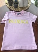 "Balenciaga" Baskılı Çocuk Tişört – Pembe - 1