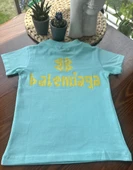 "Balenciaga" Baskılı Çocuk Tişört – Turkuaz - 4