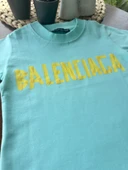 "Balenciaga" Baskılı Çocuk Tişört – Turkuaz - 5