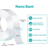 Duvara Tablo Albüm Obje Dekor Asmak Için Iz Bırakmaz Çift Taraflı Nano Bant 1 Mt Güçlü Yapıştırıcı thumbnail 6