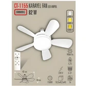 CATA Karayel Fan 82w Ledli E-27 Duy a Takılabilen 5 Kanatlı Kumandalı Tavan Vantilatörü - 2
