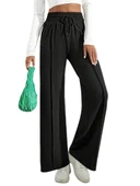 Kadın Siyah Bol Paçalı Çimalı Eşofman Altı BGL-ST04627 thumbnail 3