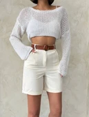 Gabardin kumaş şort - 6