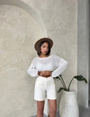 Gabardin kumaş şort - 2