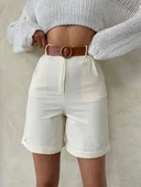 Gabardin kumaş şort - 1