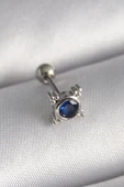 316L Çelik Gümüş Renk Mavi Zirkon Taşlı Tragus Piercing - TJ-PR1271 - 1