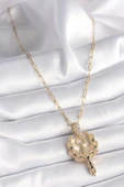 316L Çelik Gold Renk Zirkon Taşlı Anka Kuşu Model Kadın Kolye - TJ-BKO9528 - 2