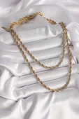 316L Çelik Gold Renk Burgu Zincir Kadın Kolye - TJ-BKO9658 - 2