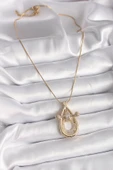 316L Çelik Gold Renk Zincir Zirkon Taşlı Vintage Model Kadın Kolye - TJ-BKO9507 - 2