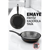 ModaCar Fritözlü Emaye Kızartma Tavası- Kızartma Kaçerola Multi Kullanım  26 CM - 1