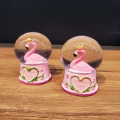 Mini Işıklı Flamingo Kar Küresi 1 Adet - 1