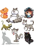 Kedi Sticker Set-1 8 Parça Telefon, Tablet, Defter, Laptop Sticker thumbnail 1