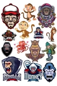 Maymun Sticker Set-3 13 Parça Telefon, Tablet, Defter, Laptop Sticker - 1