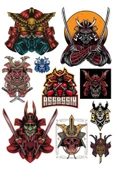 Samurai Assasian Sticker Set 9 Parça Telefon, Tablet, Defter, Laptop Sticker - 1