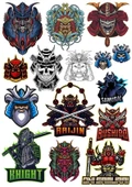 Şövalye ninja samurai Sticker Set 13 Parça Telefon, Tablet, Defter, Laptop Sticker - 1