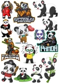 Panda Sticker Set-6 14 Parça Telefon, Tablet, Defter, Laptop Sticker - 1